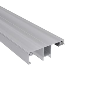 DUO randprofiel 10 mm van blank aluminium, hoofdaanzicht van het profiel met holle kamer en zijdelingse bevestigingsgroeven