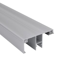 DUO randprofiel 16 mm van blank aluminium, hoofdaanzicht met holle kamerstructuur en zijdelingse bevestigingsgroeven