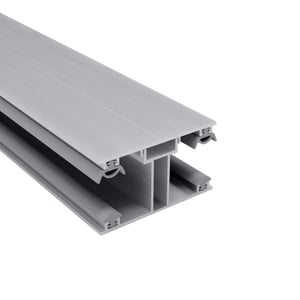 VLF ECO middenprofiel aluminium blank, met grijze afdichtingen, schuin van boven