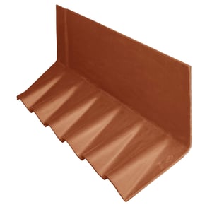 Vezelcement windveer Terracotta, hoofdaanzicht met gegolfde onderzijde en rechte zijwand