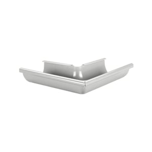 Dakgoot buitenhoek 90 graden van staal in zilver-metallic (RAL 9006) met 50 µm polyurethaan coating