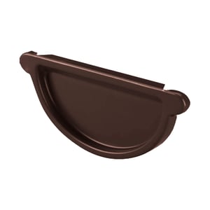 Rinnenendstuk van staal in chocoladebruin (RAL 8017), vooraanzicht