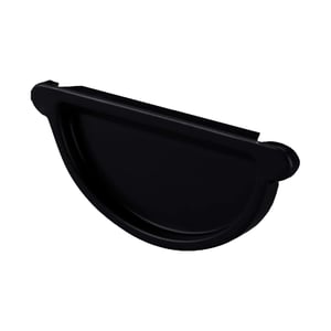 Rinnenendstuk van staal, gitzwart (RAL 9005), met 50 µm polyurethaan coating, bovenaanzicht