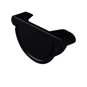Rinnenendstuk van staal, gitzwart (RAL 9005) met 50 µm polyurethaan coating, bovenaanzicht