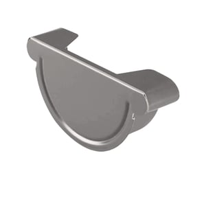 Rinnenendstuk staal grijs aluminiumkleurig (RAL9007) met 50 µm Polyurethan coating, bovenaanzicht