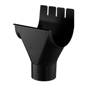 Dakgootuitloop van staal, gitzwart RAL 9005, met 50 µm polyurethaan coating, fabrikant Niagara