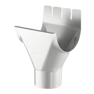 Rinnenablauf van staal in zilver-metallic (RAL 9006) met polyurethaan coating, Niagara logo zichtbaar