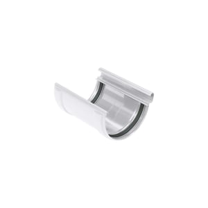 Dakgootverbinder van grijs PVC met zwarte rubberen afdichting, hoofdweergave