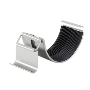 Dakgootverbinder van staal, zilver-metallic (RAL 9006) met zwarte rubberen afdichting, hoofdaanzicht