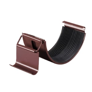 Rinnenverbinder van staal, chocoladebruin (RAL 8017) met zwarte rubberen afdichting, Niagara