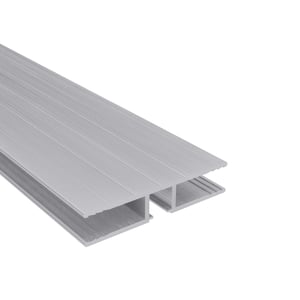H-profiel van aluminium, blank, 10 mm, bovenaanzicht met geribbelde bovenzijde
