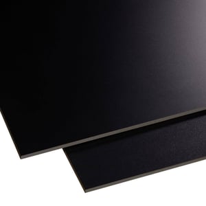 Twee HPL platen binnen, 6 mm, Zwart, licht overlappend, bovenaanzicht