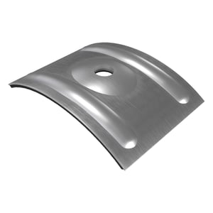 Kalot profiel 177/51 van blank aluminium, gebogen met bevestigingsgat in het midden