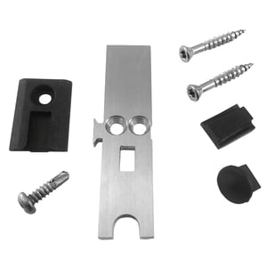 Meenemer set van blank aluminium met schroeven en zwarte rubberen onderdelen