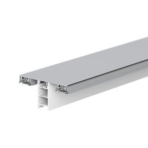 Mendiger middenprofiel van blank aluminium en wit kunststof, hoofdweergave