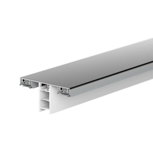 Mendiger middenprofiel, donkergrijs aluminium met witte kunststof onderbouw, hoofdaanzicht