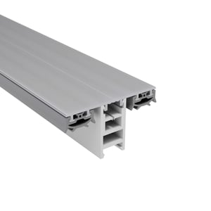 Mendiger middenprofiel 16 mm, blank aluminium en kunststof, doorsnede met kamers en afdichtingen