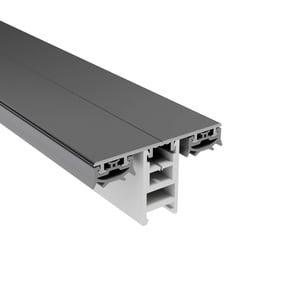 Mendiger middenprofiel 16 mm, donkergrijs aluminium en wit kunststof, schuin aanzicht