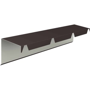 Lessenaarsdak nokafsluiting staal 0,50 mm RAL 8019, bovenaanzicht schuin