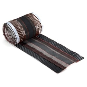 Ventilatierolnok rol 5,00 m, textiel, zwartgrijs RAL 7021, met zijdelingse profileringen