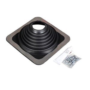 Doorvoermanchet van zwart EPDM met vierkante flens, inclusief tube kit en schroeven
