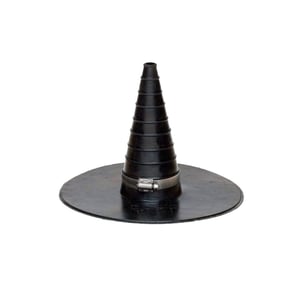 DACHPROTECT buismanchet van zwart EPDM met conische schacht en metalen spanband, vrijstaand