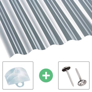 Polycarbonaat golfplaat helder 1,30 mm met afstandhouders en dakpanplaatschroeven
