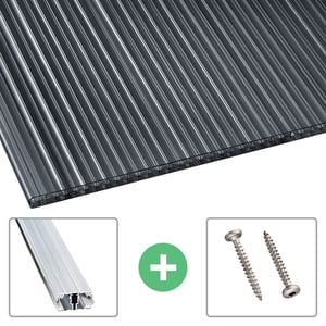 Polycarbonaat kanaalplaat | 16 mm | Profiel A1 | Voordeelpakket | Plaatbreedte 98 cm | Grafiet | X-Structuur | Breedte 3,08 m | Lengte 2,00 m
