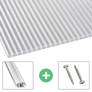 Polycarbonaat kanaalplaat | 16 mm | Profiel A4 | Voordeelpakket | Plaatbreedte 1,20 m | Helder | Blueline | Breedte 4,98 cm | Lengte 2,00 m