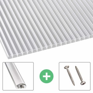 Polycarbonaat kanaalplaat | 16 mm | Profiel A4 | Voordeelpakket | Plaatbreedte 1,20 m | Helder | UV-wering 2-zijdig | Breedte 3,75 m | Lengte 6,00