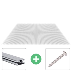 Polycarbonaat kanaalplaat | 16 mm | Profiel DUO | Voordeelpakket | Plaatbreedte 98 cm | Helder | Novalite | Breedte 3,09 m | Lengte 3,00 m