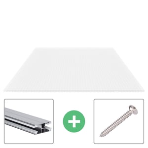 Polycarbonaat kanaalplaat | 16 mm | Profiel DUO | Voordeelpakket | Plaatbreedte 98 cm | Opaal wit | Breedte 3,09 m | Lengte 4,50 m