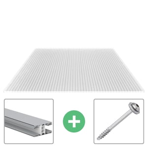 Polycarbonaat kanaalplaat | 16 mm | Profiel Mendig | Voordeelpakket | Plaatbreedte 98 cm | Helder | Novalite | Breedte 3,09 m | Lengte 4,50 m