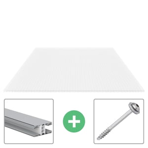 Polycarbonaat kanaalplaat | 16 mm | Profiel Mendig | Voordeelpakket | Plaatbreedte 98 cm | Opaal wit | Breedte 3,09 m | Lengte 4,50 m