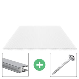 Polycarbonaat kanaalplaat | 16 mm | Profiel Mendig | Voordeelpakket | Plaatbreedte 98 cm | Opaal wit | X-Structuur | Breedte 3,09 m | Lengte 4,00 m