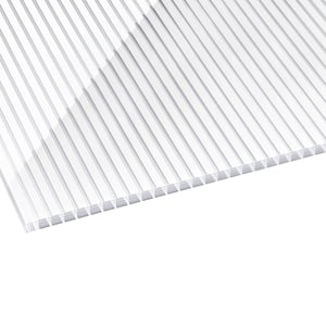Polycarbonaat kanaalplaat | 16 mm | Breedte 98 cm | Helder / wit gestreept | UV-wering 2-zijdig | 3,00 m