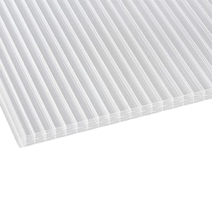 Polycarbonaat lichtplaat 25 mm, helder, in hoofdweergave met zichtbare kamers en ribben