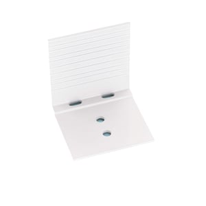Remhoek aluminium wit, Scobalit, voor 16 & 25 mm platen, met sleufgaten en ronde gaten