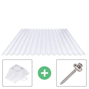 PVC damwandplaat | 70/18 | Voordeelpakket | 1,40 mm | Helder, licht blauw getint | Breedte 8,41 m | Lengte 3,00 m