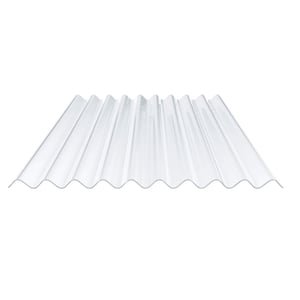 PVC golfplaat 94/34, 1,20 mm, lichtblauw getint, vrijstaand op witte achtergrond