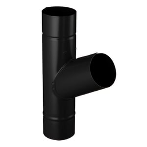 Regenpijp T-stuk 60 graden van staal, Gitzwart RAL 9005, met polyurethaan coating