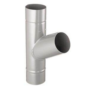 Regenpijp T-stuk 60 graden van staal, grijs aluminiumkleurig RAL9007, 50 µm polyurethaan gecoat, hoofdaanzicht