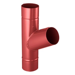 Regenpijpafsplitsing 60° van staal, kersrode polyurethaan coating, hoofdweergave