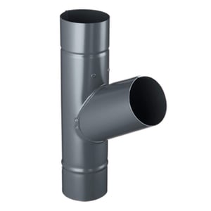Regenpijpafvoer 60 graden van staal, antracietgrijs (RAL 7016) met polyurethaan coating, hoofdaanzicht