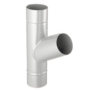 Afvoerbuis T-stuk 60 graden van staal in zilver-metallic (RAL 9006) met polyurethaan coating