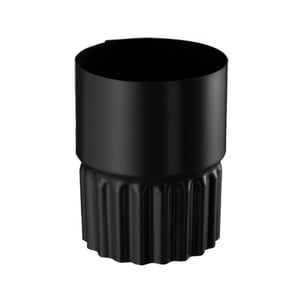 Regenpijpverbinder van staal, Gitzwart RAL 9005, met polyurethaan coating, hoofdaanzicht