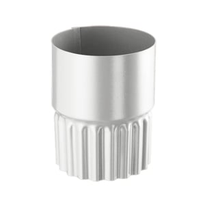 Afvoerbuisverbinder van staal, Zilver-Metallic (RAL 9006), met geribbeld onderste gedeelte