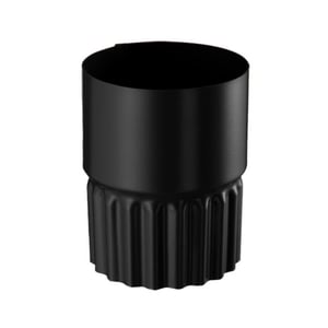 Afvoerbuisverbinder van staal, Gitzwart RAL 9005, met polyurethaan coating, geribbeld onderste deel