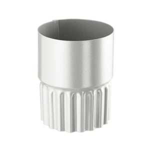 Afvoerbuisverbinder van staal, Zilver-Metallic (RAL 9006), met geribbeld onderste deel, hoofdaanzicht