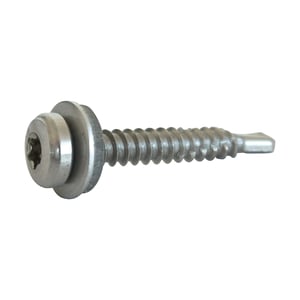 RVS schroef blank, zelfborend, met Torx-aandrijving en afdichtring, zijaanzicht